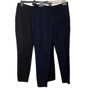 J Crew Womens Martie Side Zip Ankle Skinny‎ Trouser Bundle Size 4T Black Navy